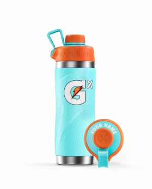 Gatorade Gx Stainless Steel Bottle Bundle 32oz Neon Blue | UE4813907